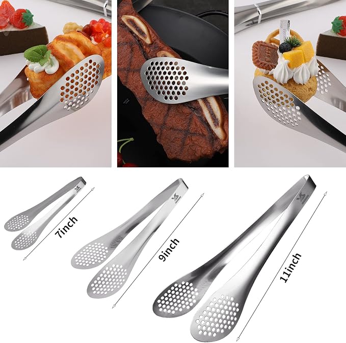 MSY BIGSUNNY Chef Kitchen Tongs Stainless Steel Food Serving Tongs Set Buffet - Image 2