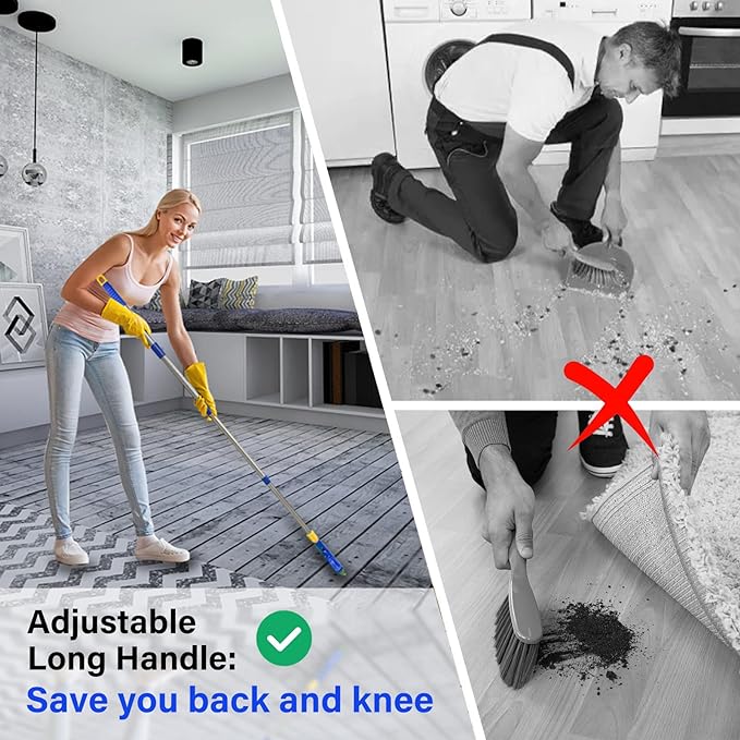 ITTAR Grout Brush with Long Adjustable Handle, Swivel Scrub Brush, V-Shape - Image 5