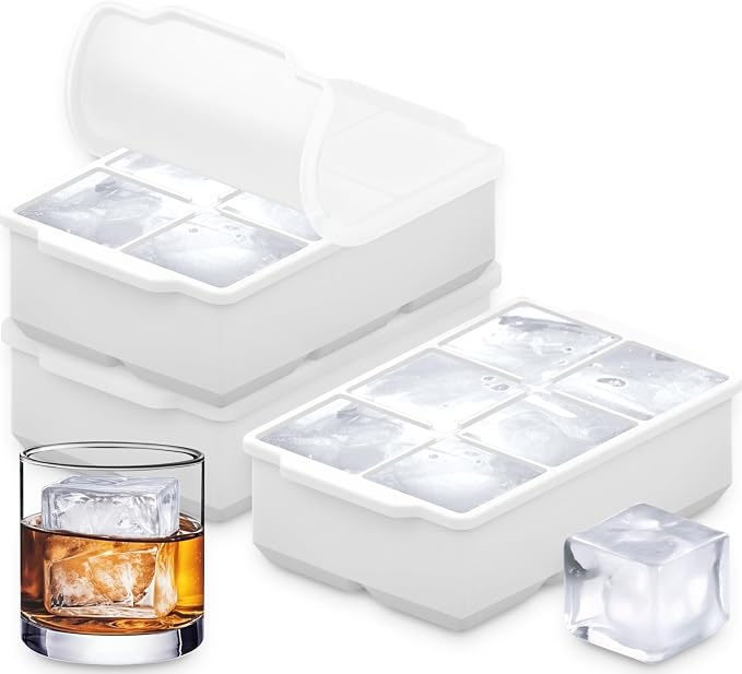 KitchFort Large Silicone Ice Cube Tray, Easy Release 2" Big Ice Cubes by KitchFort