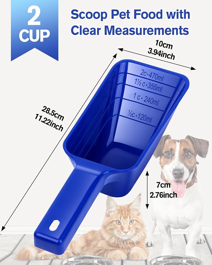 2 Cup Dog Food Scoop, Plastic Pet Food Scoop - Image 2
