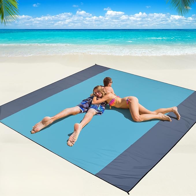 WIWIGO Beach Blanket Waterproof Sandproof Beach Mat 79" X 83"/10'x9'for 2-8 by WIWIGO