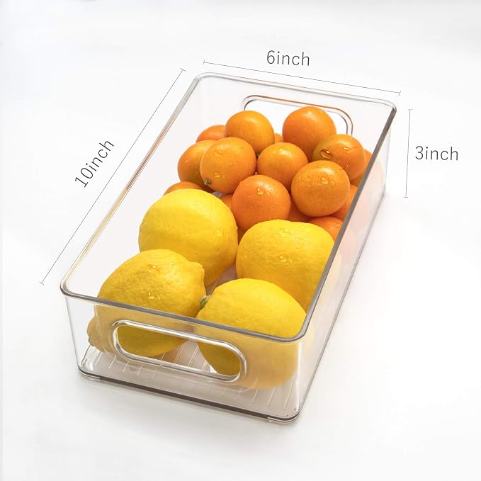 Stackable Refrigerator Organizer Bins, 6 Pack Clear Kitchen Organizer Container - Image 3