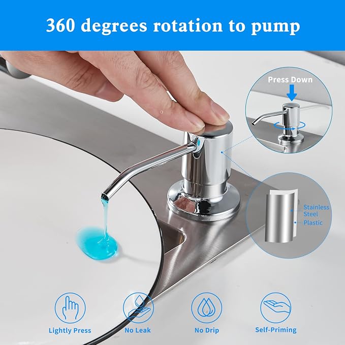 Built in Soap Dispenser for Kitchen Sink, Chrome Stainless Steel Countertop - Image 5