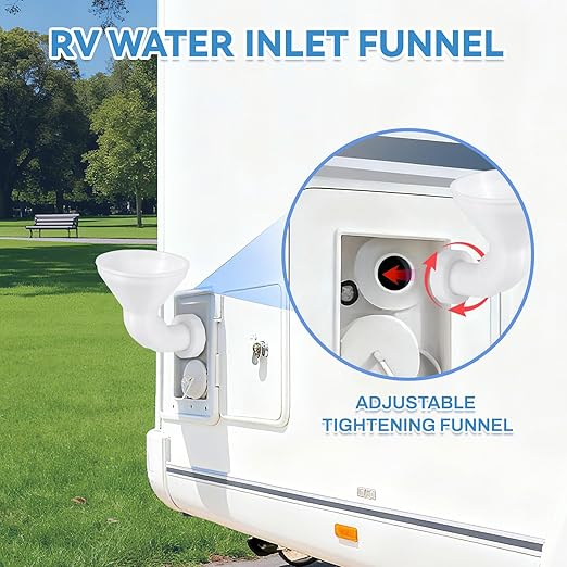 RV Water Inlet Funnel, 3.54-in Wide Mouth Gravity Fresh Water Tank Fill Funnel - Image 3