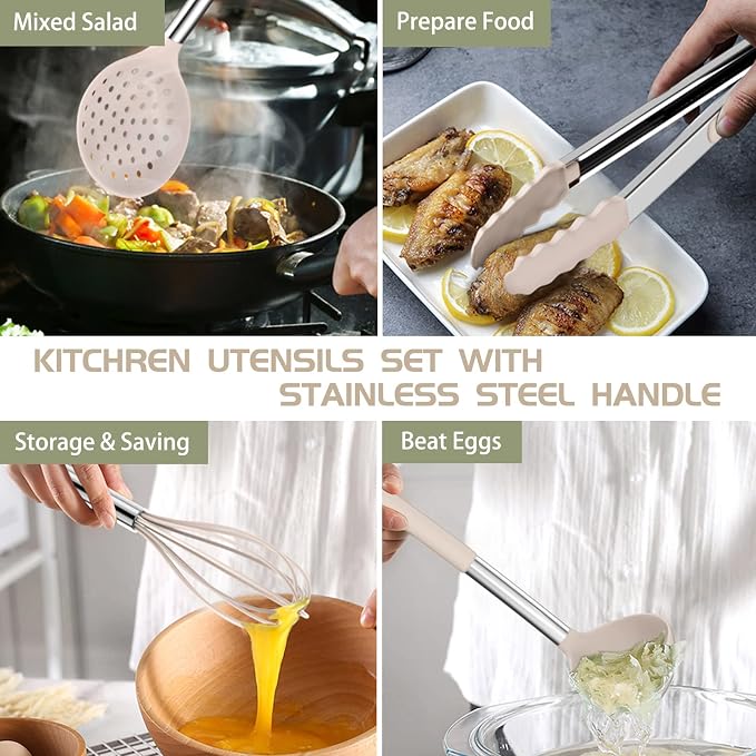 Stainless Steel Kitchen Cooking Utensil Set, Umite Chef 15 pcs Utensils - Image 4