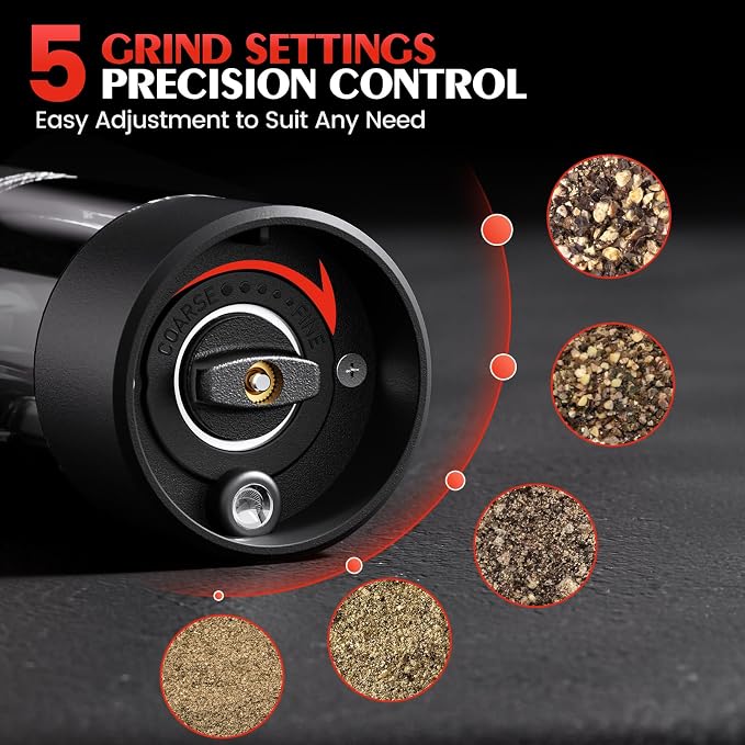 Electric Salt and Pepper Grinder Set Automatic Battery Pepper Mill Shakers - Image 2