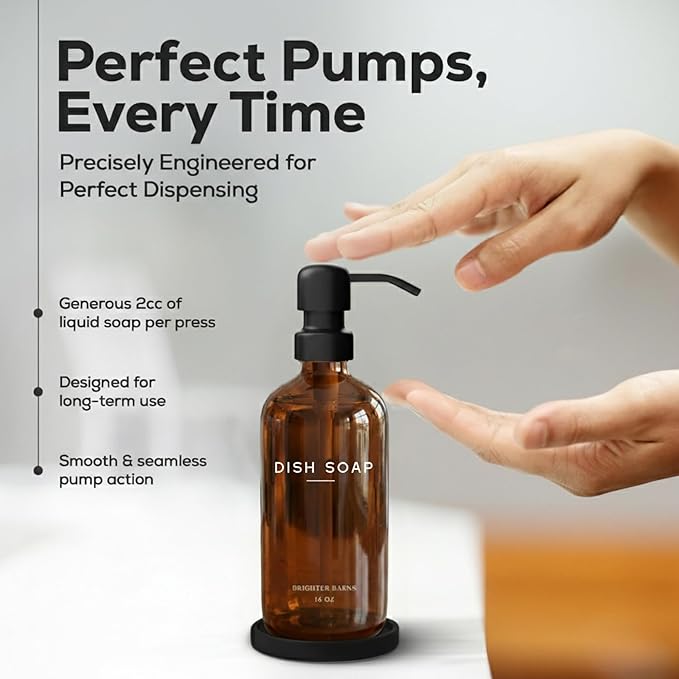 Amber Glass Dish Soap Dispenser - Image 4