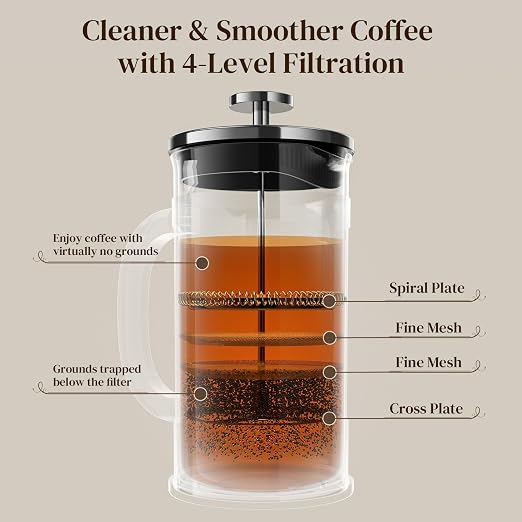 Veken French Press Coffee Maker 21oz 0.6 L, Single Serve Small Pot, Heat - Image 5