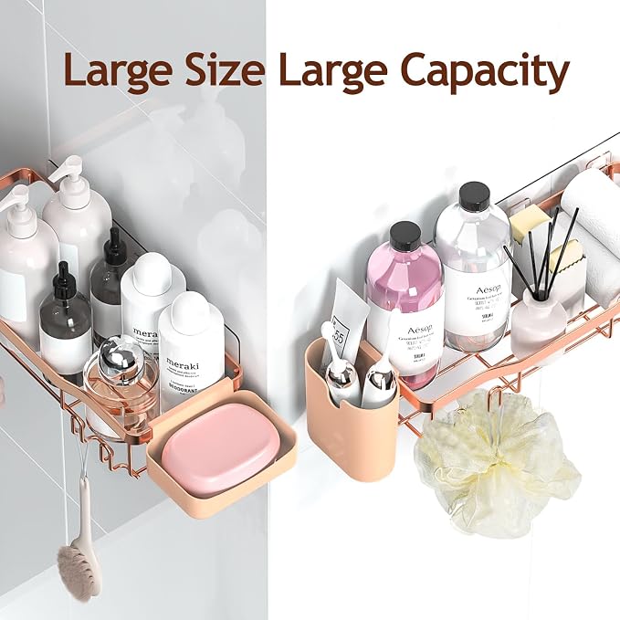 NESOMI Shower Caddy Adhesive Shower Organizer 8-Pack, Rustproof Stainless Steel - Image 9