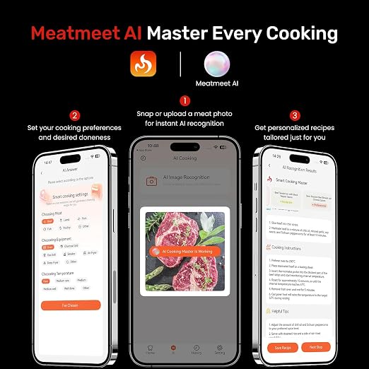 WiFi Wireless Bluetooth Meat Thermometer Digital, Smart AI Powered Cooking - Image 5