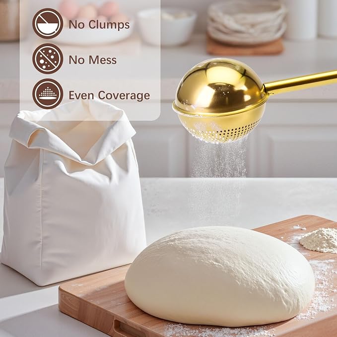 HULISEN Flour Duster for Baking, One-Handed Operation, 304 Stainless Steel - Image 2