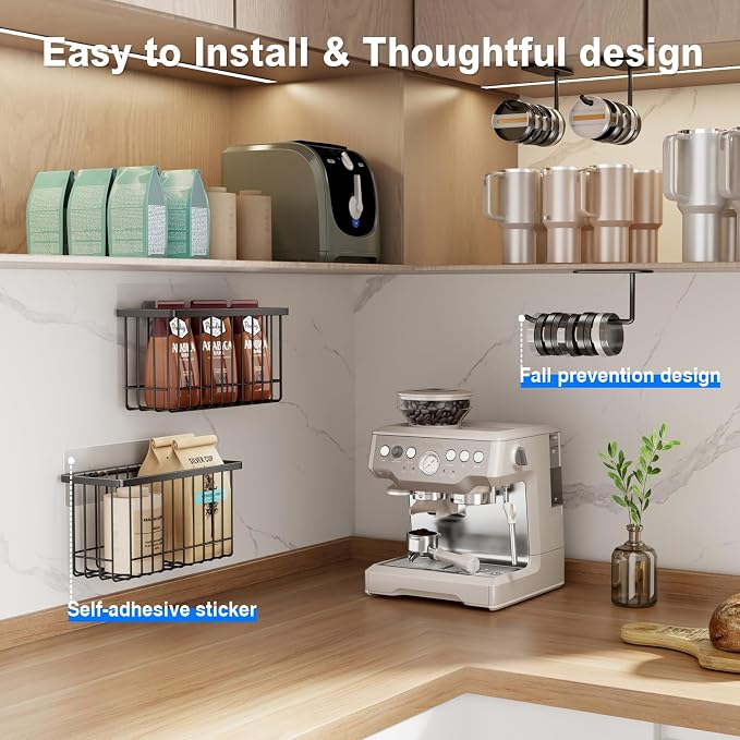 Mustorn 4 Pack Adhesive Cabinet Door Organizer, Lid Organizers Inside Cabinet - Image 4