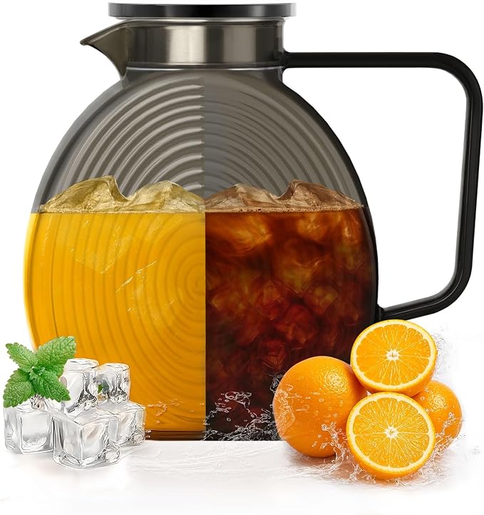 Glass Pitcher With Lid, 2.3 Liter 78 oz Glass Water Pitchers, 0.6 Gallon glass by WARMSIMPLE