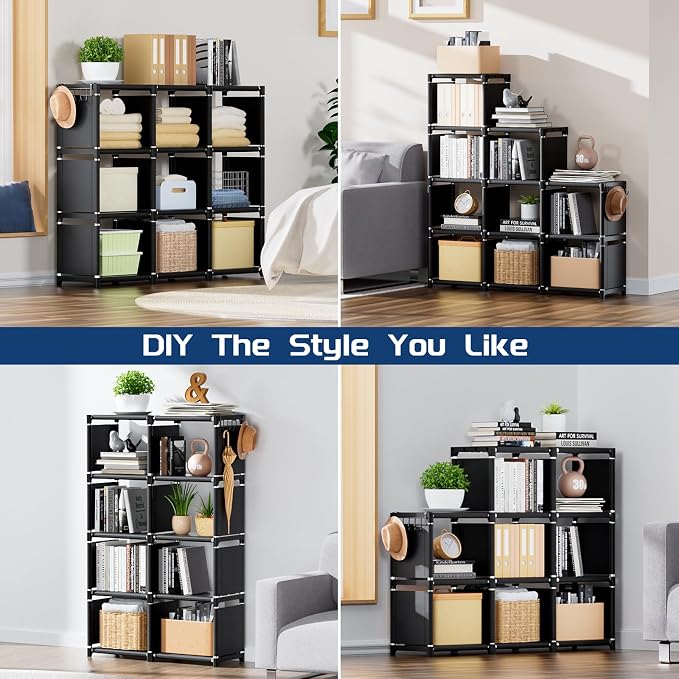 Mavivegue Book Shelf, 9 Cube Storage Organizer, DIY Bookcase, Metal Cube - Image 4