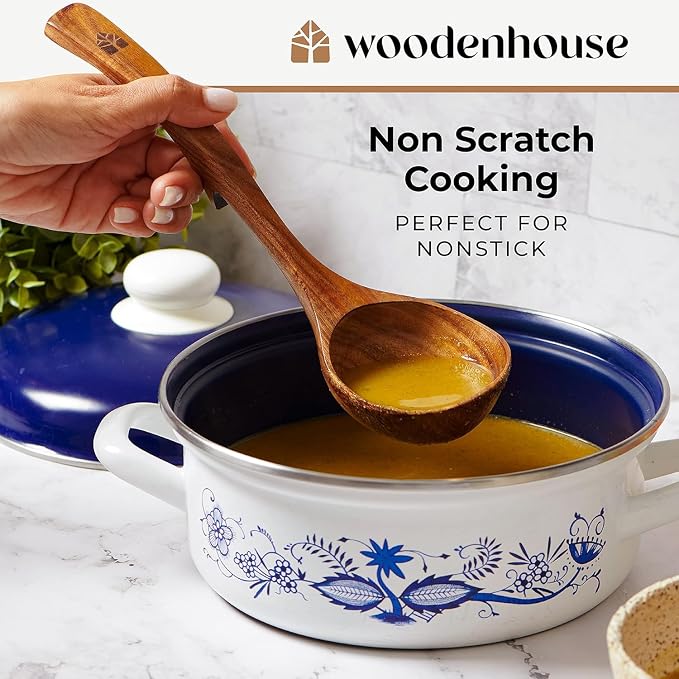 Wooden Ladle for Soup, 3 Size Teak Wood Ladle Spoon - Image 4