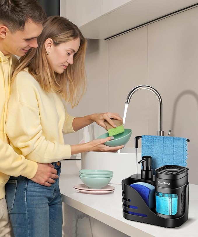 Kitchen Soap Dispenser Set, 4-in-1 Dual Hand and Dish Soap Dispenser - Image 4