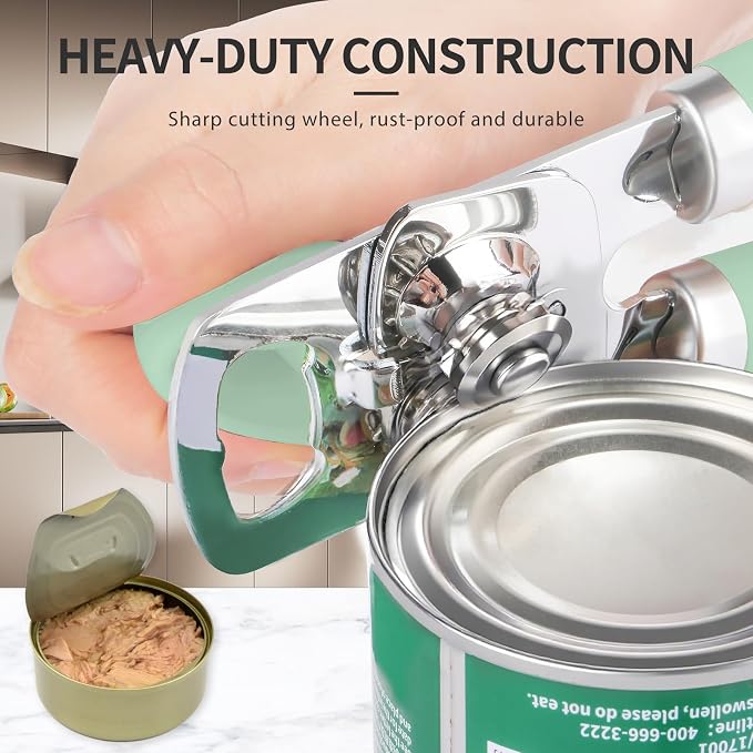 Safring Can Opener Manual, Heavy Duty Stainless Steel Smooth Edge Can Opener - Image 4