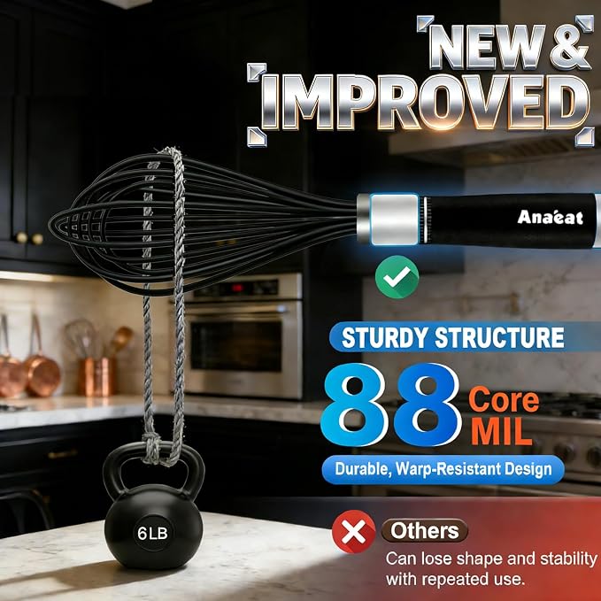 Anaeat Kitchen Whisk Set of 5, Egg Beater Milk ​Blender - Image 5