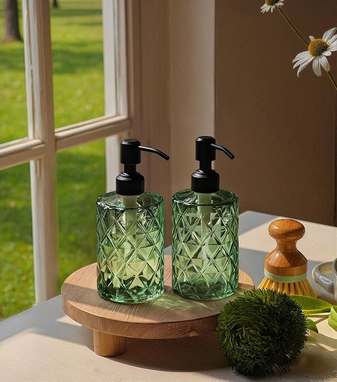 JASAI Forest Green Glass Soap Dispenser - Image 5