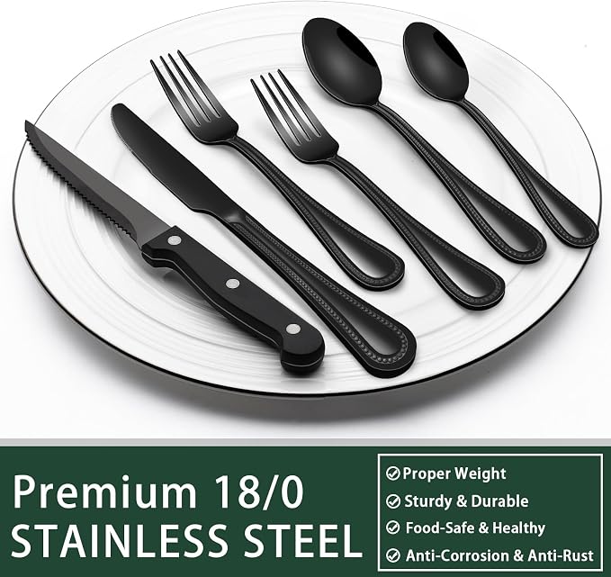 EWFEN 24-Piece Black Silverware Set - Image 5