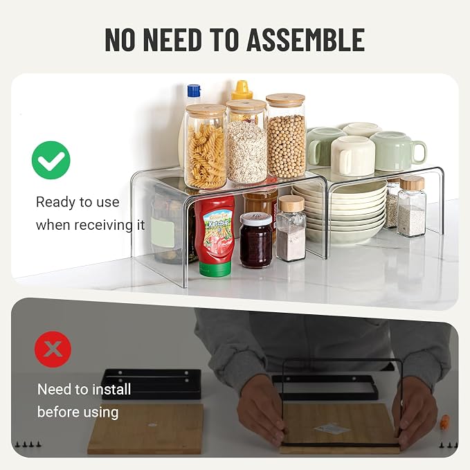Clear Spice Rack Shelves, Pantry Organizers and Storage Set of 4, Display Shelf - Image 4