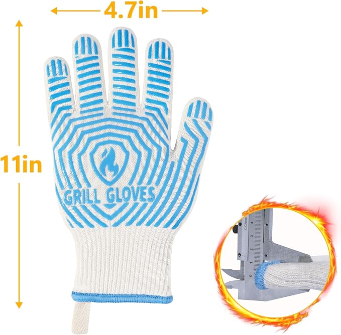 QUWIN BBQ Gloves, Oven Gloves 1472℉ Extreme Heat Resistant, Grilling Gloves - Image 7