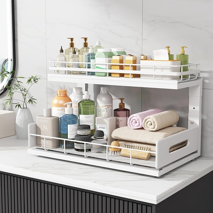 Under Sink Organizer Upgrade To Professional Rails, 2-Tier Dual Pull Out - Image 8