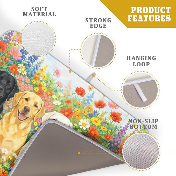 Spring Absorbent Drying Mat Colorful Flowers Dog Dish Drying Mat - Image 4
