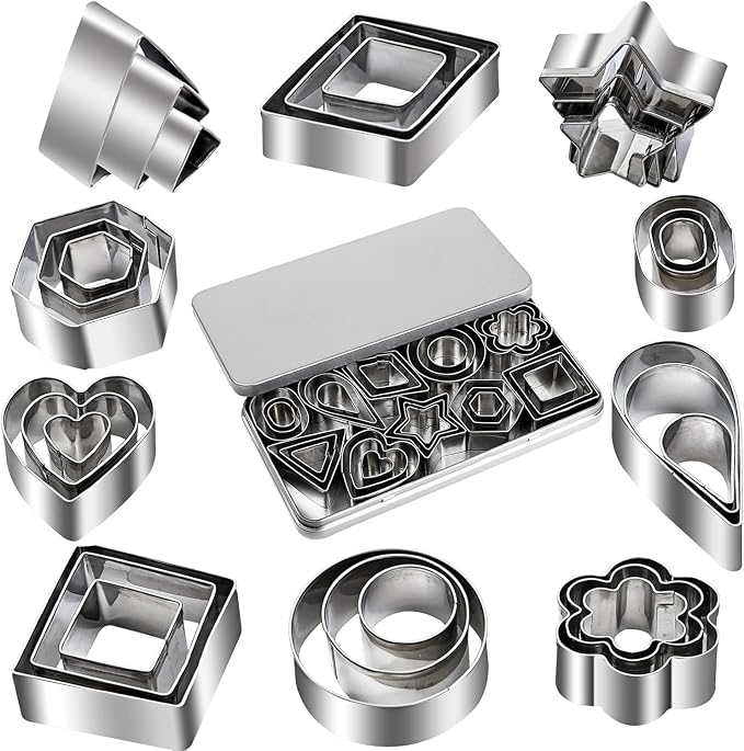 Mini Cookie Cutter Set, 30 Tiny Stainless Steel Cookie Stamps of Rectangle - Image 4