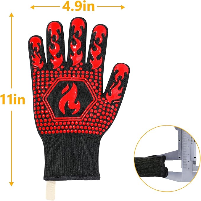 QUWIN BBQ Gloves, BBQ Accessories 1472℉ Extreme Heat Resistant, Grilling Gloves - Image 7