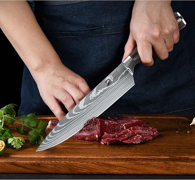 Dfito Chef Knife Sets with Roll Bag, 9 Pieces Professional Knife Set, High - Image 5
