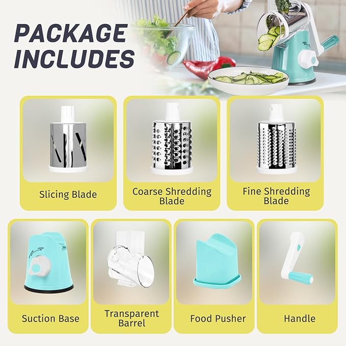 X Home Rotary Cheese Grater for Kitchen, Shredder - Image 9