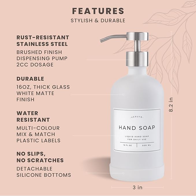 Hand and Dish Soap Dispenser for Kitchen and Bathroom, Stainless Steel Pumps - Image 6
