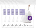 simplehuman Code K 100 Count Custom Fit Liners, Drawstring Kitchen Trash Bags by Simplehuman