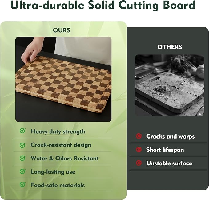 3 Pack Checkered Wood Cutting Board Set Cutting Boards - Image 6