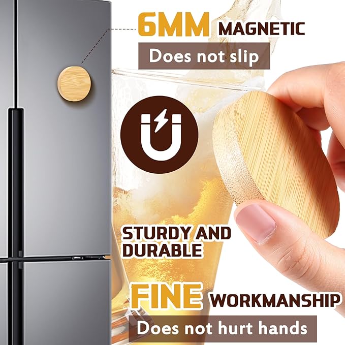 Vesici 24 Pcs Magnetic Bottle Opener 2.5in DIY Wood Round Shape Beer Openers - Image 3