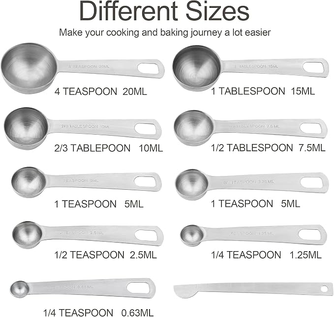 Measuring Cups and Spoons Set, 18/8 Stainless Steel Measuring Cups and Spoons - Image 3