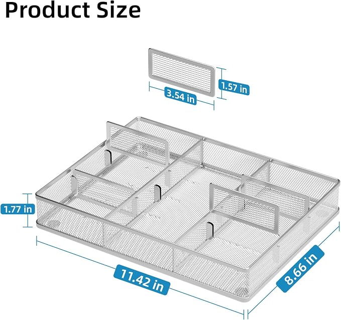 Marbrasse Desk Drawer Organizer, Metal Mesh Drawer Organizer Tray - Image 2