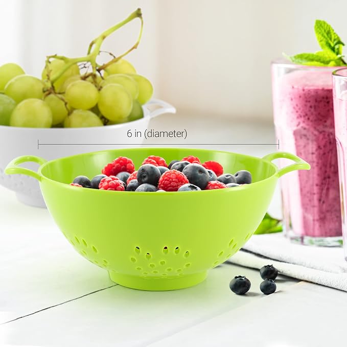 Meadow Lane 6-inch Small Colander, Dishwasher Safe, Double Handles, Compact - Image 3