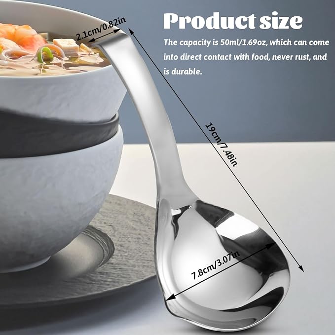 2Pcs Soup Ladle, Soup Spoons Stainless Steel 304 - Image 2