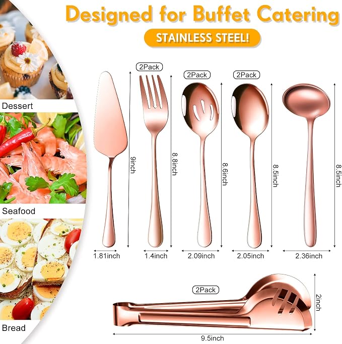 Patelai Serving Utensils Set Include Stainless Steel Large Spoons Slotted - Image 2