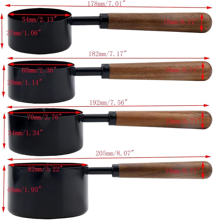 Set of 4 Measuring Cups and Spoons Black Measuring Cups - Image 3