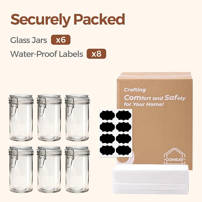 ComSaf 16oz Pint Jars with Airtight Lids, Cylindrical Glass Canisters - Image 8