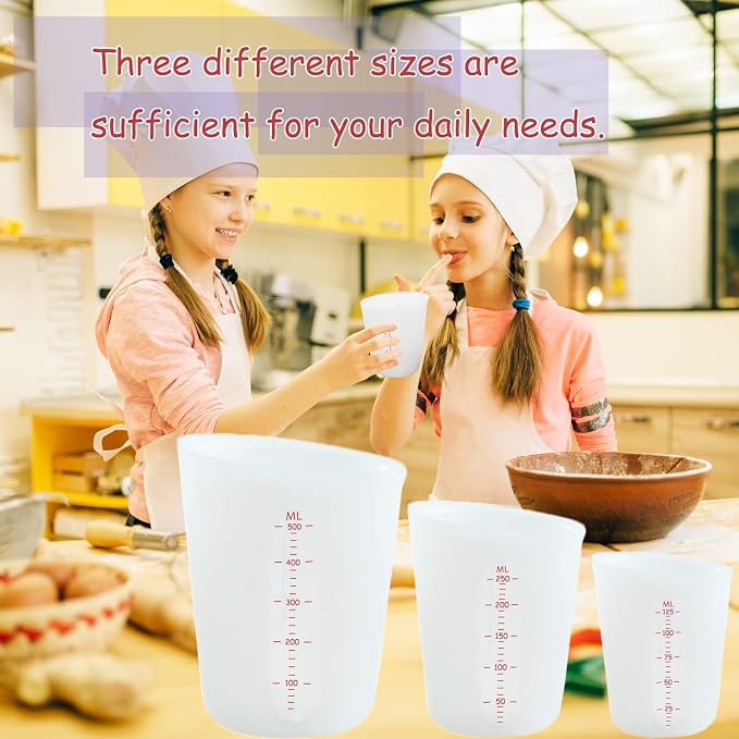 3 PCS Silicone Flexible Measuring Cups, Melting Cups - Image 4