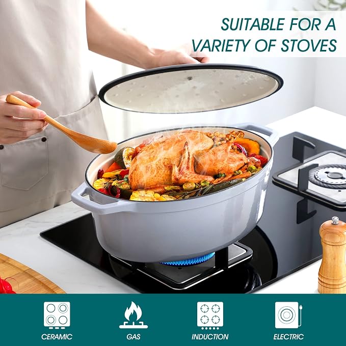 vancasso Enameled Cast Iron Dutch Oven, 9.3 Quart Dutch Oven Pot - Image 3