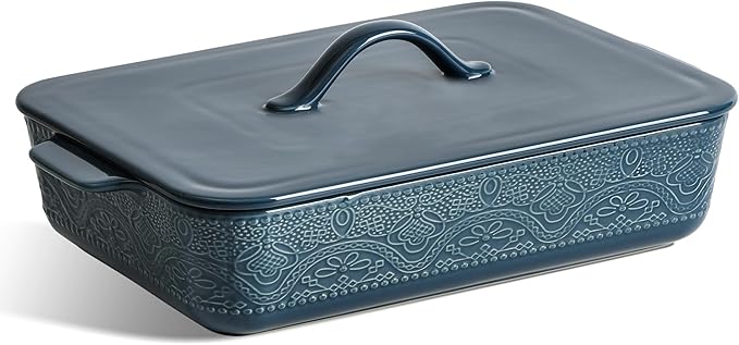 Casserole Dish with Lid, Ceramic 9x13 Casserole Dish by IntoYourHouseOntoYourTable