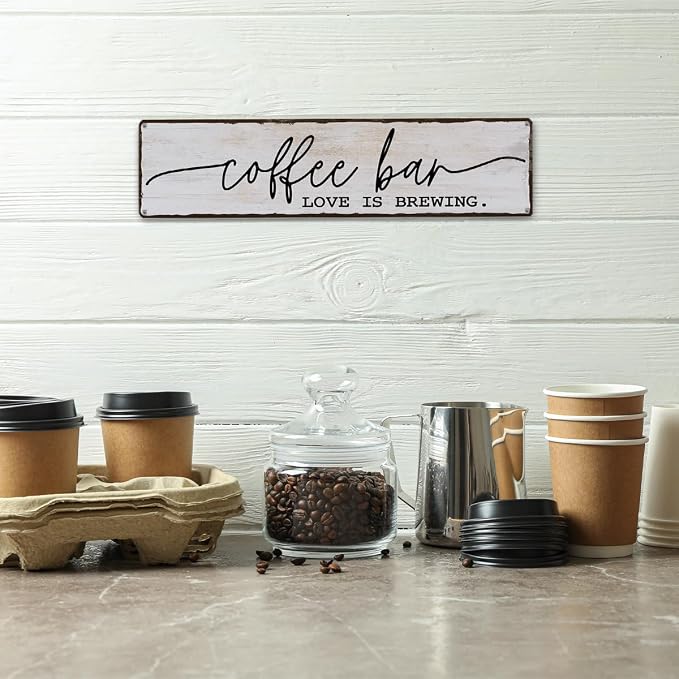 Coffee Bar Sign, Love is Brewing Signs, Retro Metal Tin Sign, Vintage Coffees - Image 4