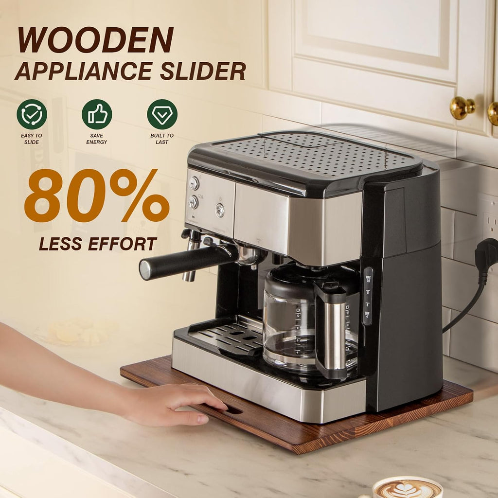 ANBOXIT Pine Wood Appliance Slider, Sliding Tray for Coffee Maker