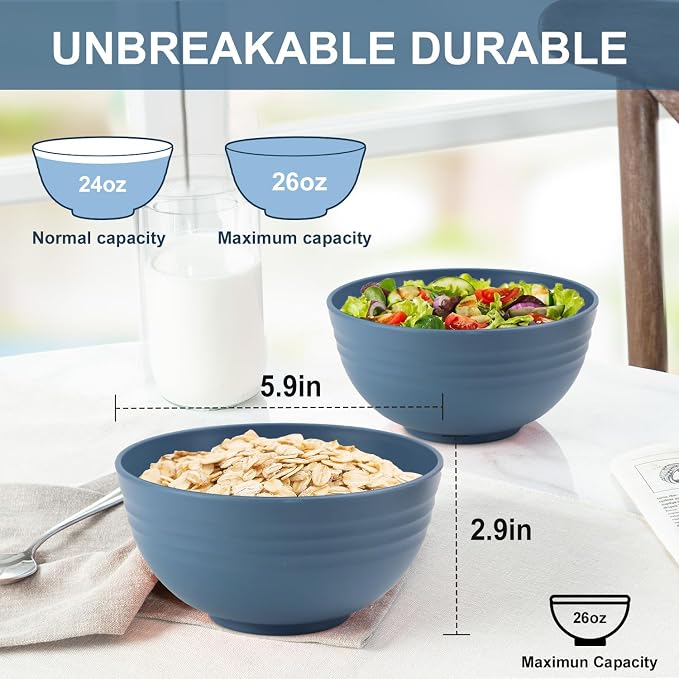 Wheat Straw Bowls for Kitchen 26 OZ - Image 2