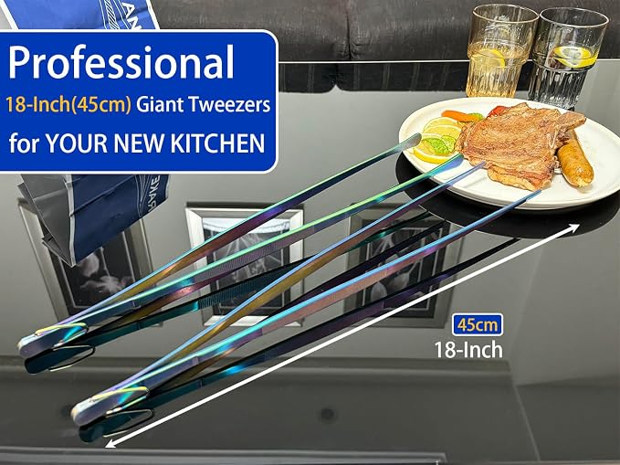 JETKONG 2 Pcs 18 Inch Stainless Steel Grill Tongs Heavy Duty Giant Tweezer Tongs - Image 4